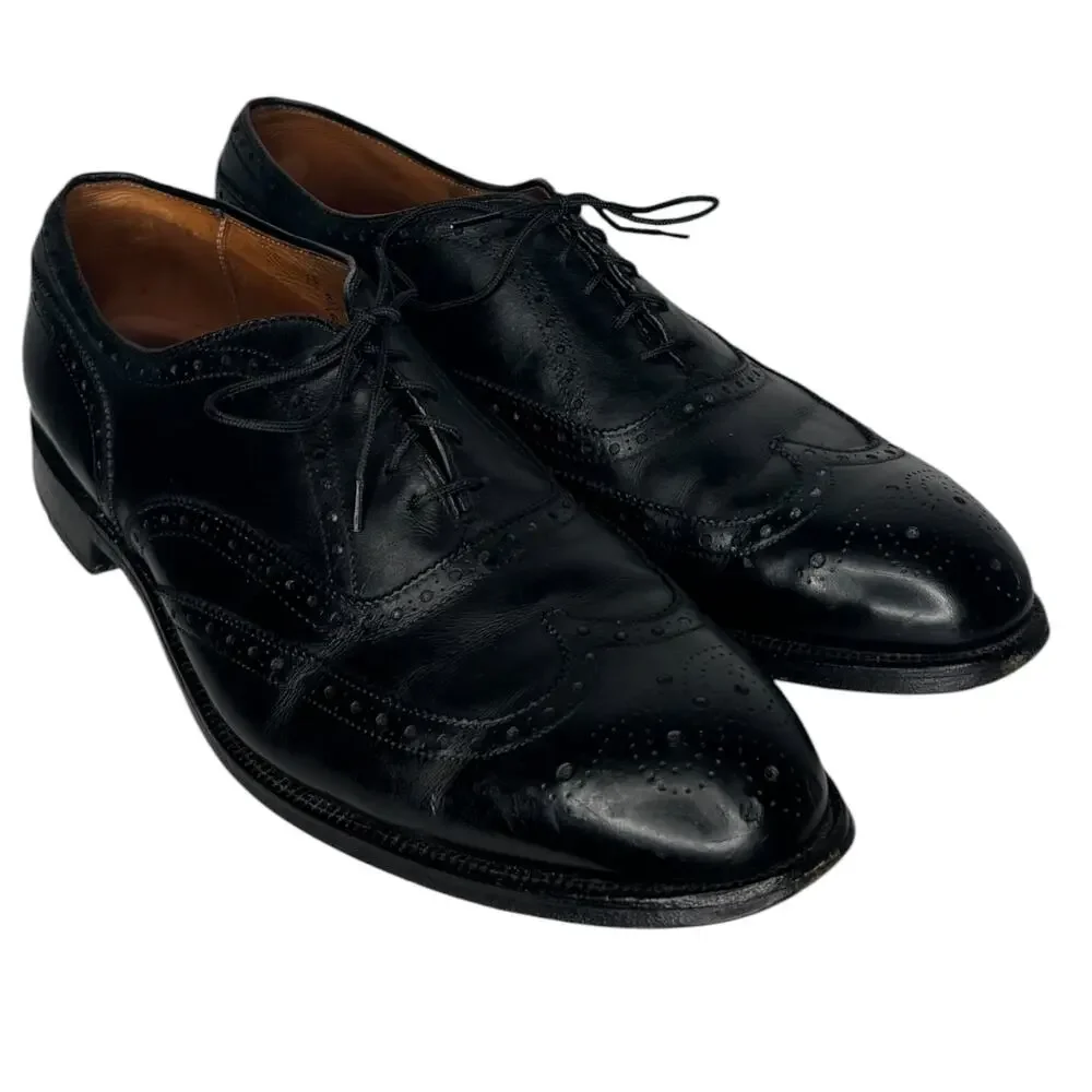 Alden England Black Leather Wingtip Brogue Shoes 12D Vintage